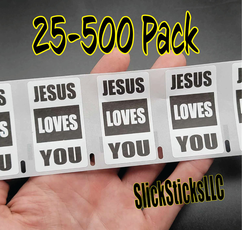 “JESUS LOVES YOU ” Stickers 25-500 Pack labels sticker god bulk religious lord