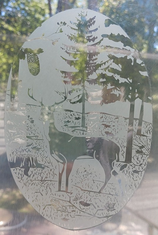 Deer Window Decal 4″x6″ OVAL Etched Glass Look Cling Removable & Reusable 43