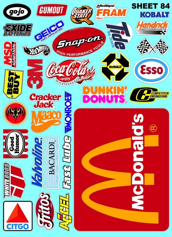 White Vinyl Sticker Sheet 84 F1kyosho-R/c Model Decal fits 1/24-1/16 Scale CUT