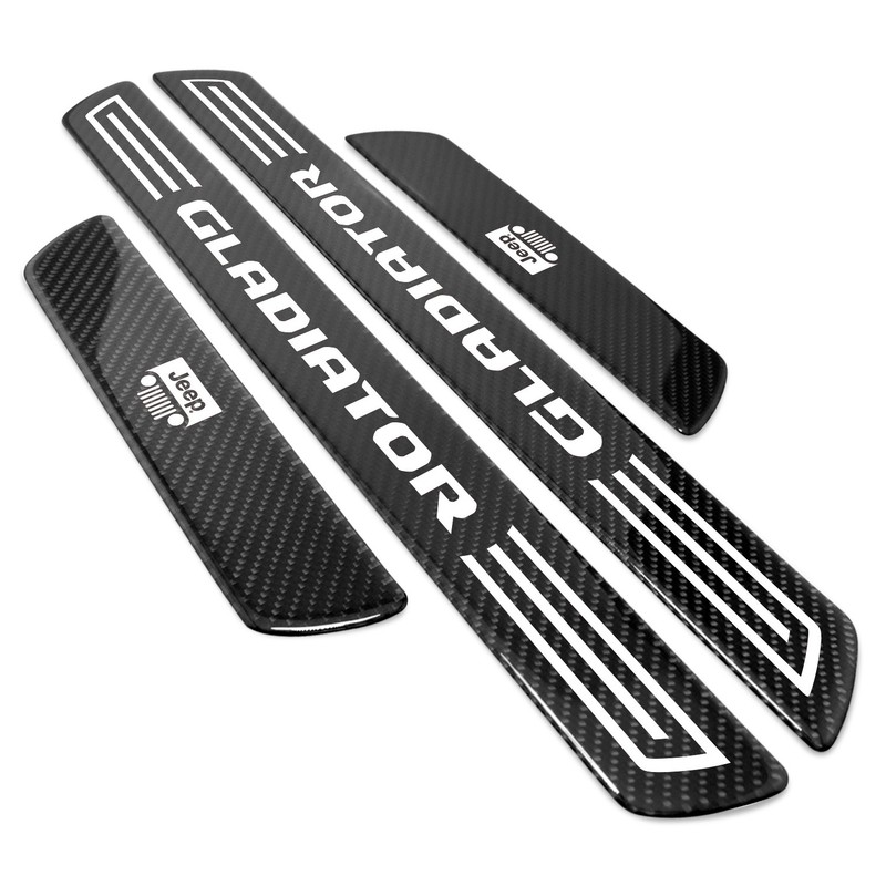 Jeep Gladiator X-Large Black Carbon Fiber 4 Pcs Universal Door Sill Plates