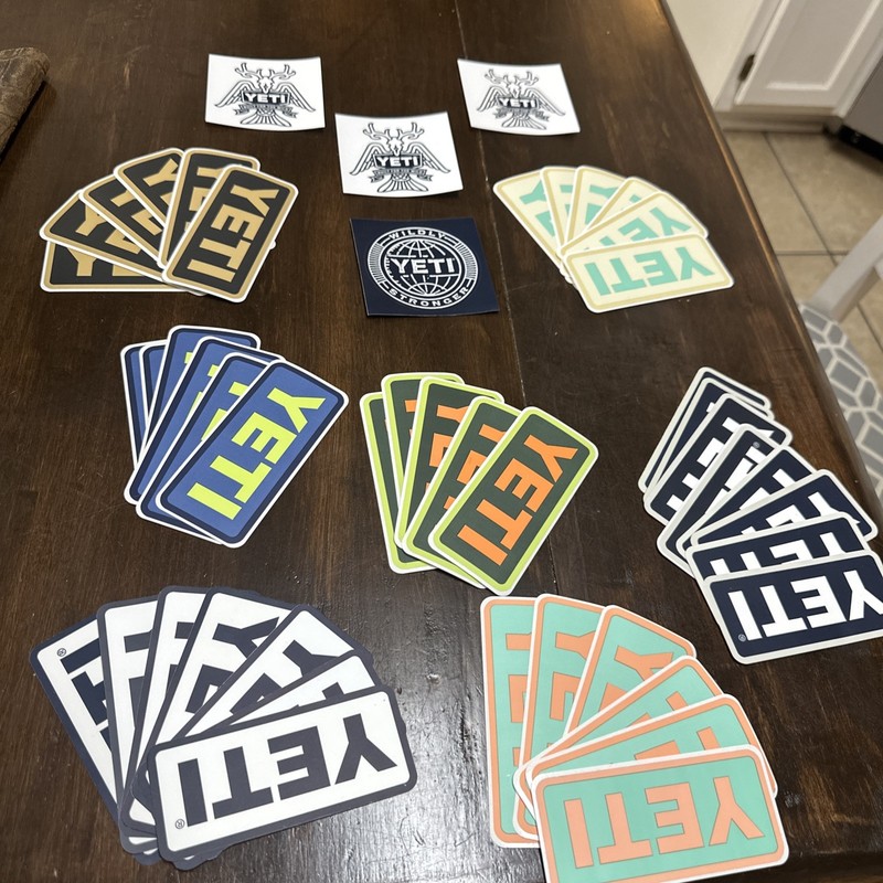 BRAND NEW 43 Authentic YETI Branded Cooler Cup Roadie Decal Stickers plus4 bonus
