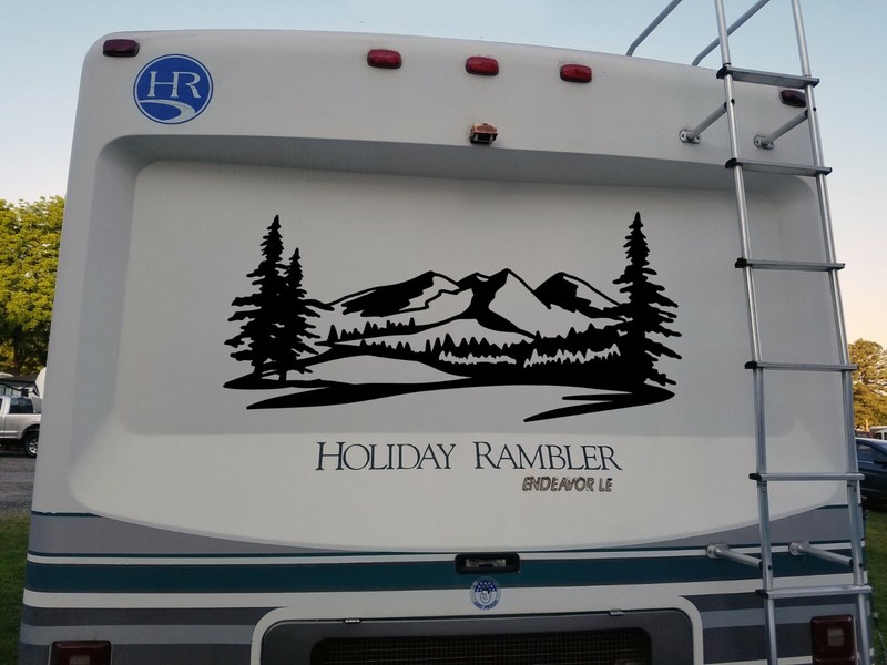 Mountains Forest Scene Vinyl Decal V2 Camper RV Travel Trailer Graphics Sticker gallery