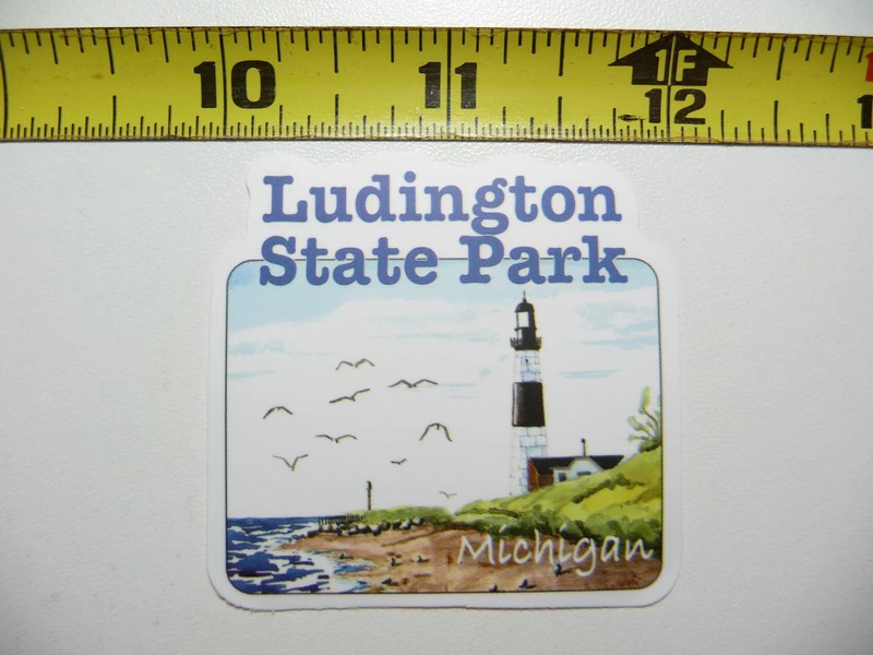 MICHIGAN LUDINGTON STATE PARK LIGHTHOUSE SMALL STICKER DECAL TRAVEL STATE
