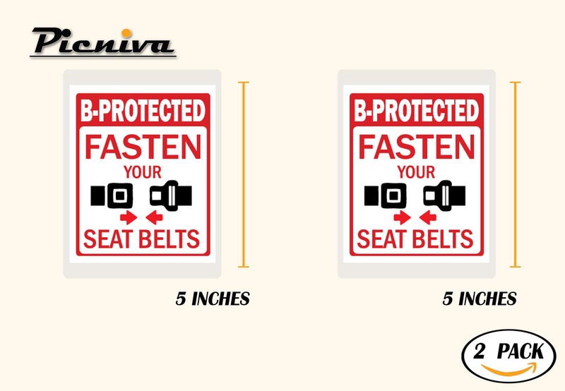 2Pack 5" Fasten Your Seat Belts. Taxi Notice/Warning/Reminder Sign