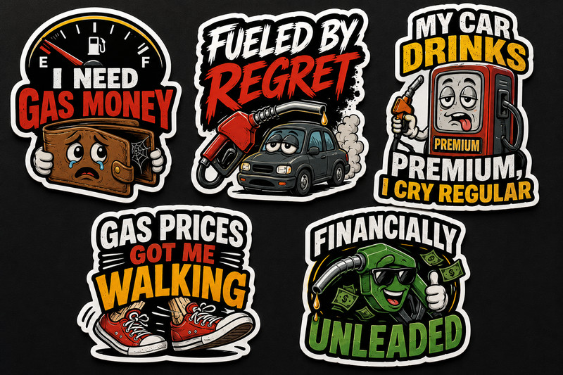 5 Pack -Funny Gas Price Stickers Vinyl Decals Car Laptop Water Bottle Waterproof gallery