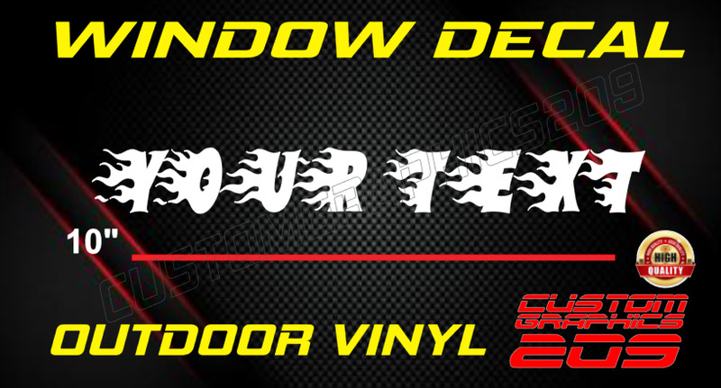 Custom Flame Style Name Decal Truck Car Window Waterproof Oracal 651
