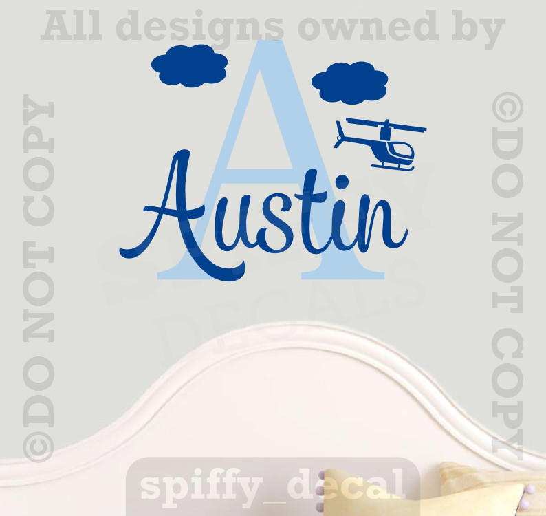 MONOGRAM WITH GRAPHIC Personalized Name Vinyl Wall Decal Sticker Boys Nursery gallery