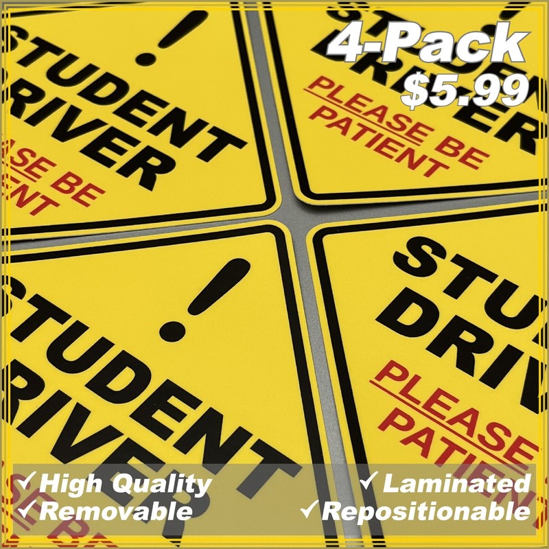 STUDENT DRIVER 4-pack Laminated Removable Diamond Shape High Quality Decals gallery