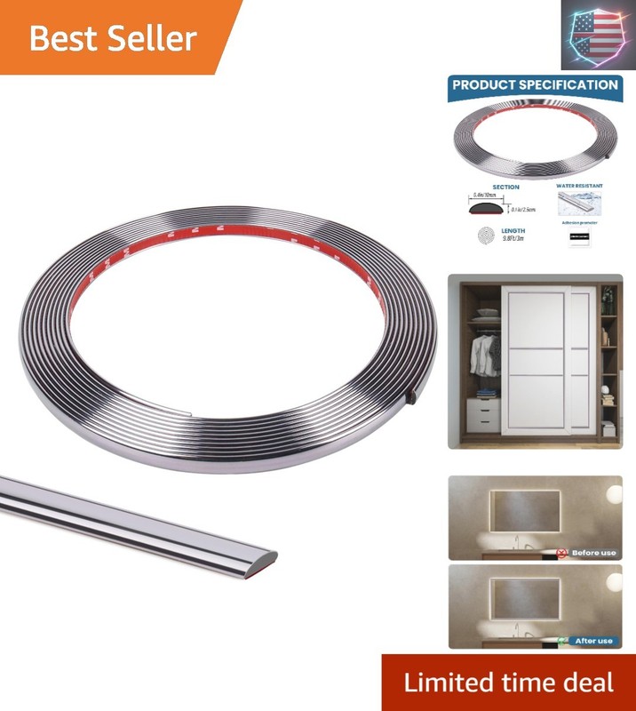 Waterproof Peel and Stick Mirror Tape Border – 9.8 Ft for Easy Installation.