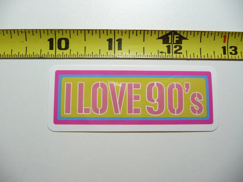 I LOVE THE 90S SMALL STICKER DECAL 80S RETRO 1980S 1990S FUN FUNNY