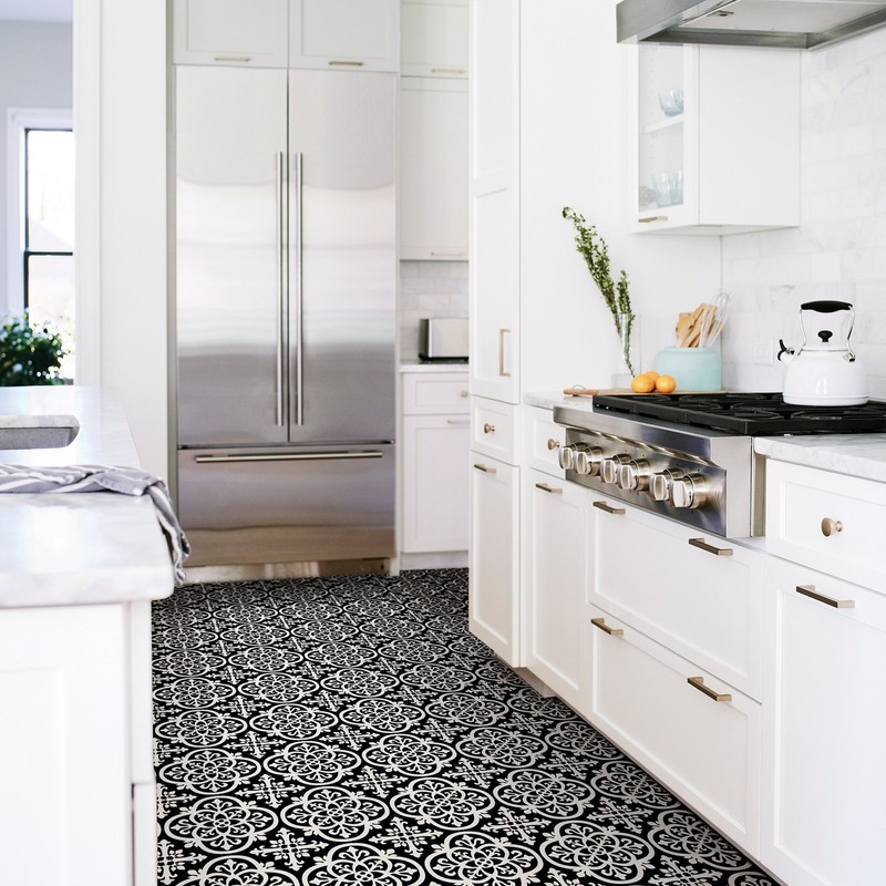 FP2475 Gothic Peel & Stick Floor Tiles, Black gallery