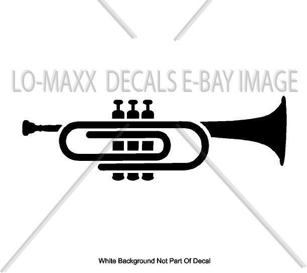 Paper Clip Trumpet Horn Music Novelty Truck Car Glass Wall Die Cut Vinyl Decal