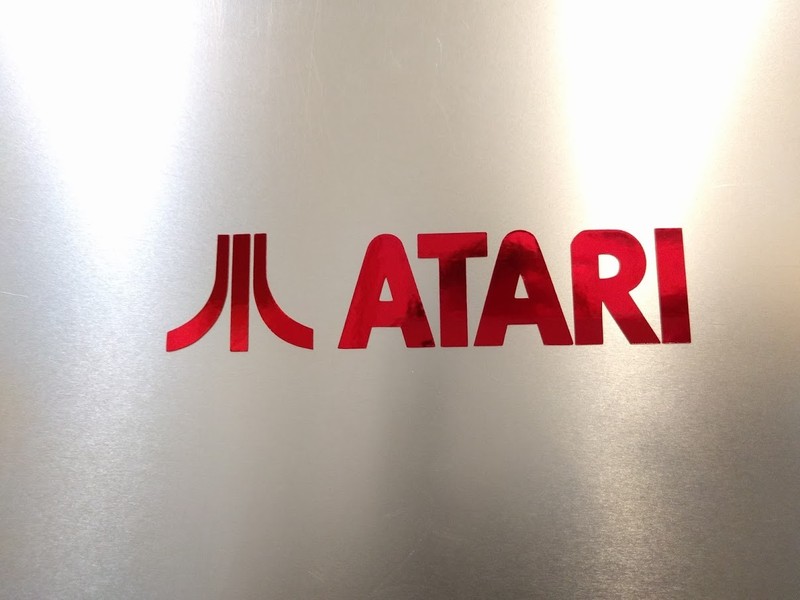 2 decals- Atari 2600 5200 7800 Logo Vinyl Decal Red Mirror Chrome 8″ x 2″