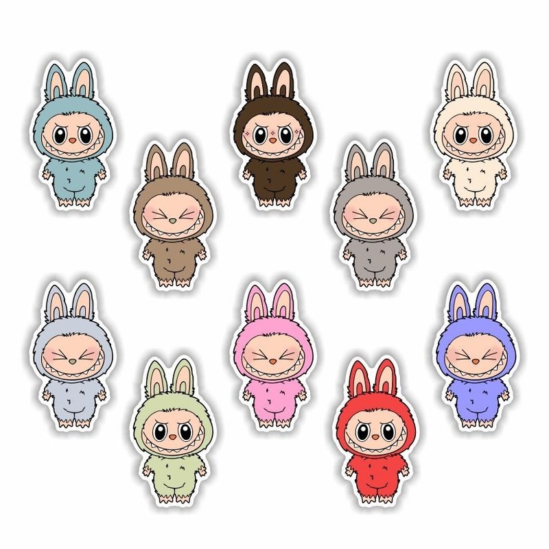Labubu Set of 10 Stickers, Peel N’ Stick, Different sizes