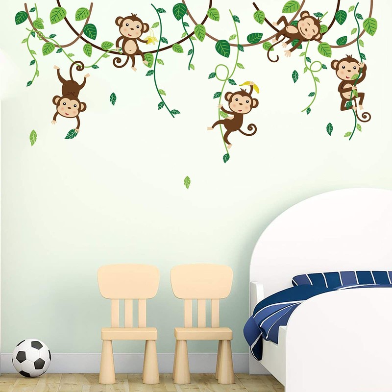 Monkey Climbing Tree Wall Decals Jungle Animals Wall Stickers Kids Room Baby …
