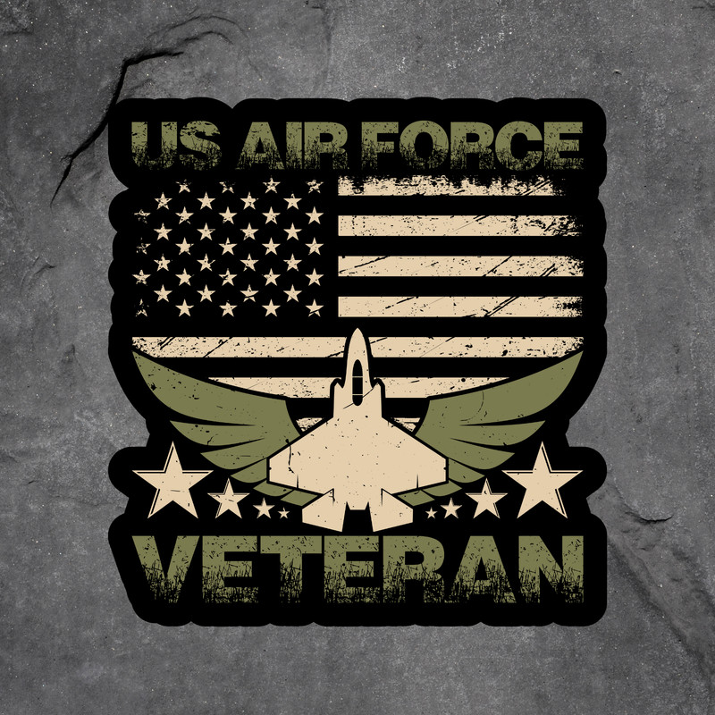 Air Force Veteran Sticker Vinyl Decal Flag Patriotic Military Decor