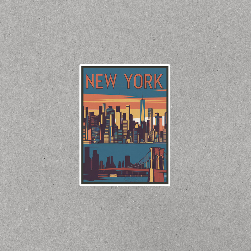 Vintage New York City Skyline Sticker – Retro Travel Decal Souvenir Gift Idea #3