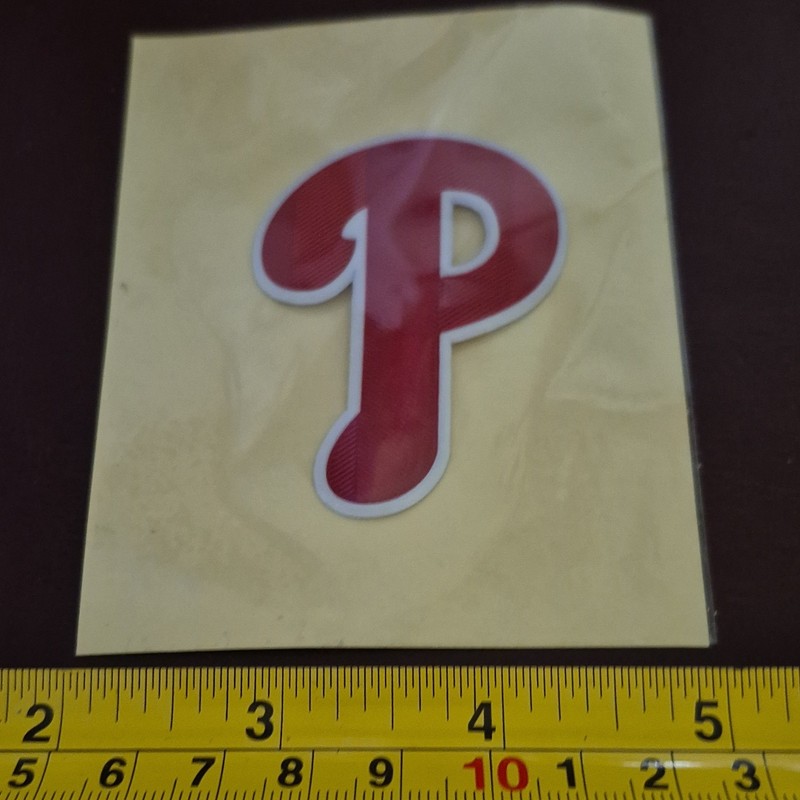 MLB Philadelphia Phillies Red P Logo Iron On Patch baseball memorabilia. gallery
