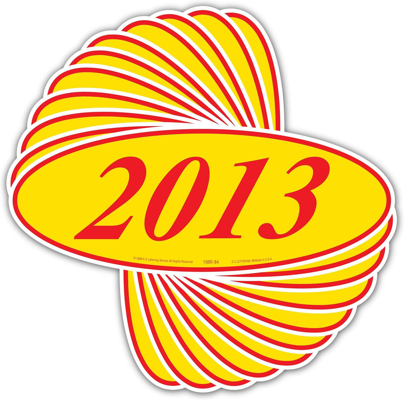 Ez-Line Large Oval Year Stickers for Car Windshields in Red and Yellow gallery