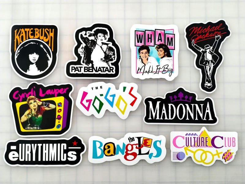 80’s Pop Rock Band Vinyl Sticker Lot (10) SET 1 Benatar Lauper Go Gos Madonna