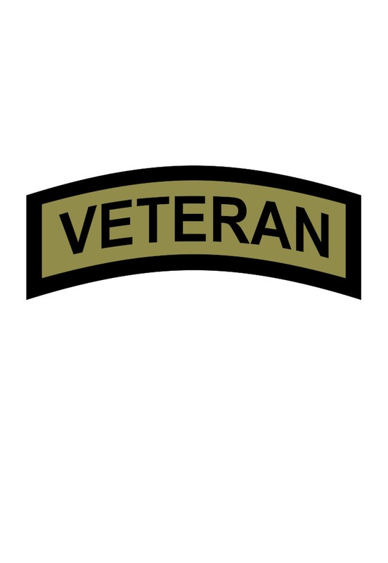 VETERAN Tab Car Vinyl Window Decal/Sticker Olive/Black
