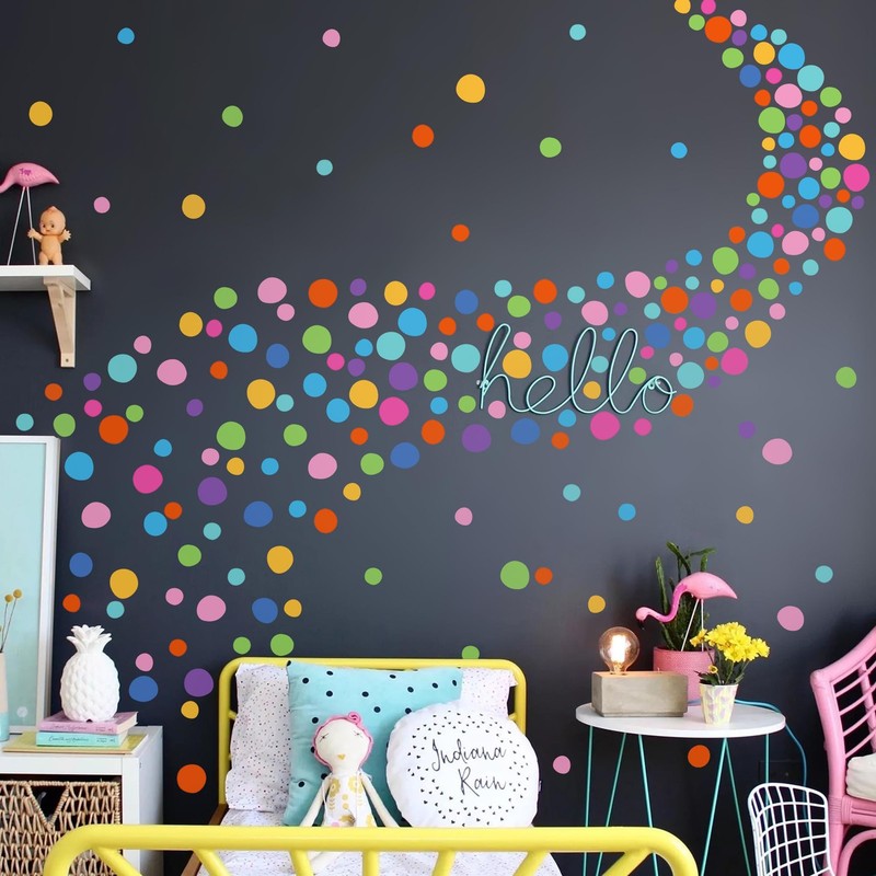 10 Sheets Polka Dot Wall Decals Irregular Colorful Dots Wall Stickers Peel an... gallery