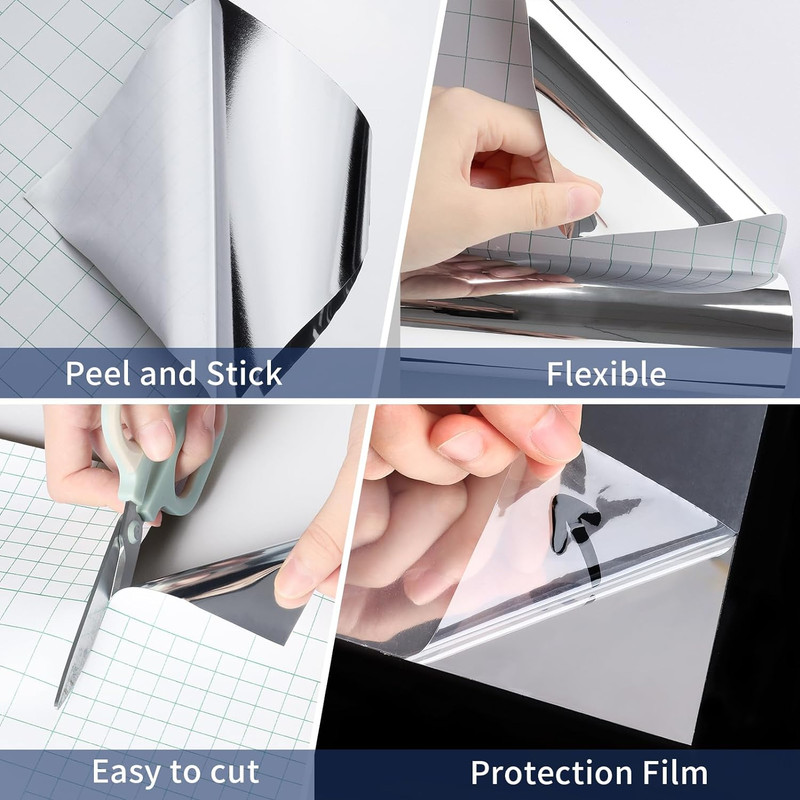Mirror Stickers for Walls Self Adhesive Mirror Wallpaper Sticker Peel and Stick gallery