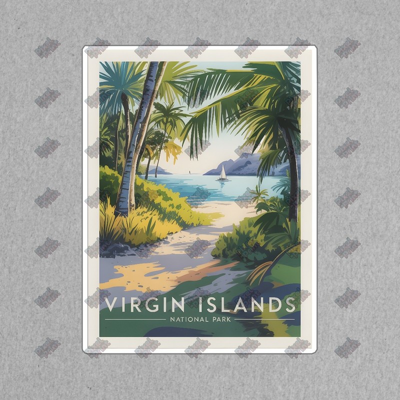 Vintage Virgin Islands National Park Travel Poster Tropical Beach #8445