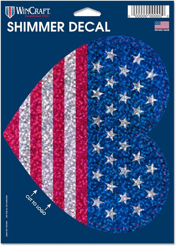 WinCraft Patriotic USA Heart 5″ x 7″ Shimmer Decal