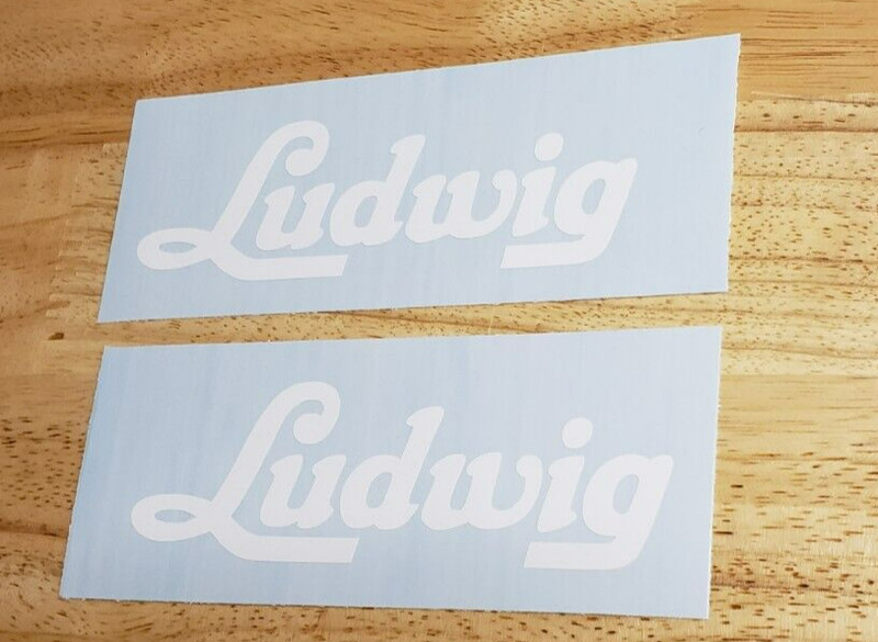 ludwig Decals Stickers Gloss vintage WHITE 8″ (2) Fast USA