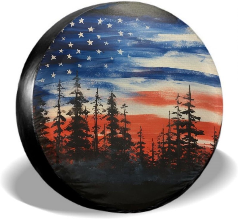 Spare Tire Cover American Flag Waterproof Dust-Proof Universal 14 Inch Wheel Pro