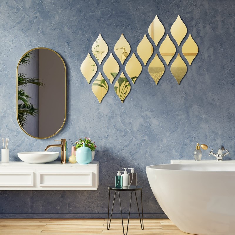 30 Pcs Mirror Wall Stickers Decor Acrylic 3D Tear Drop Decorative Mirrors Sticke gallery