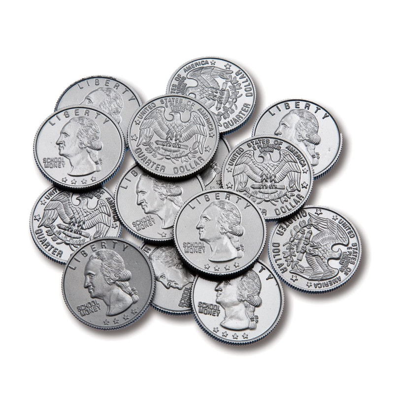 Play Quarters Set of 100 Plastic Coins Real US Currency Size Teach Money Math gallery