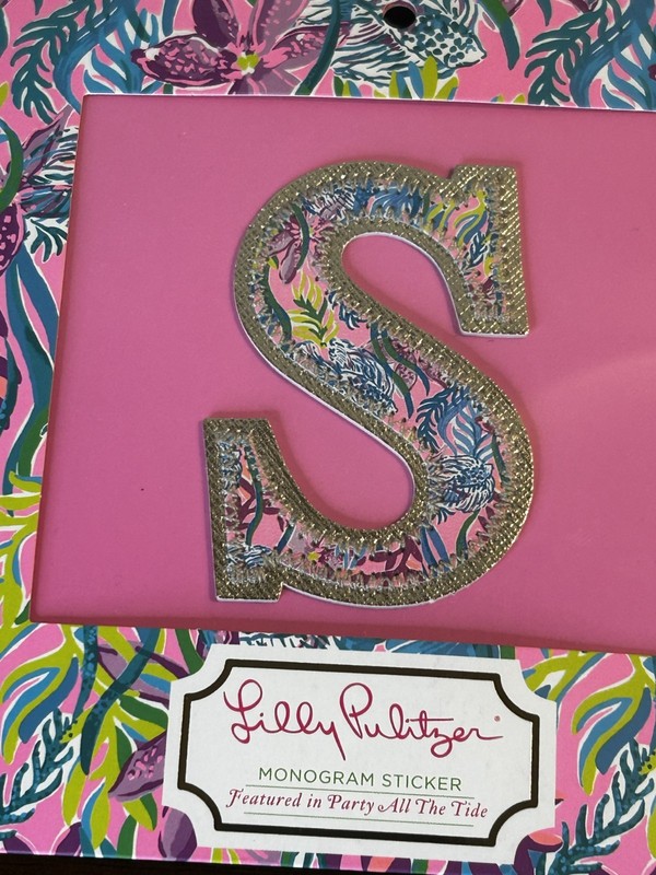Lilly Pulitzer Letter “S” Monogram Sticker PAttern: “Party All The Tide”