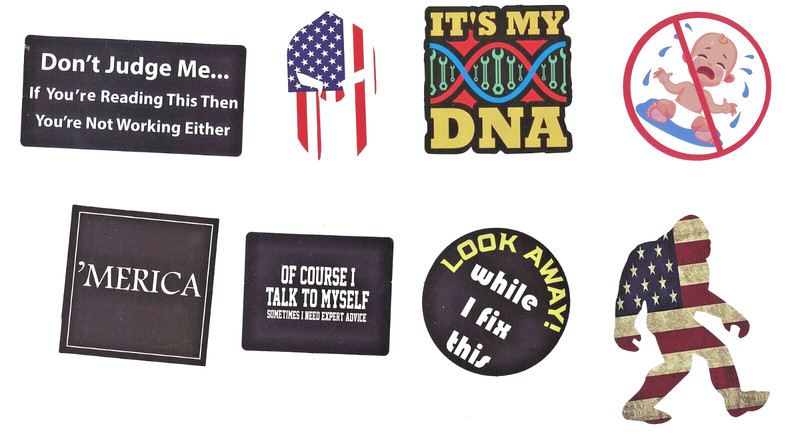 8 Adult Insults Decal Stickers Waterproof Laminated Vinyl Peel N Stick Backs B6-