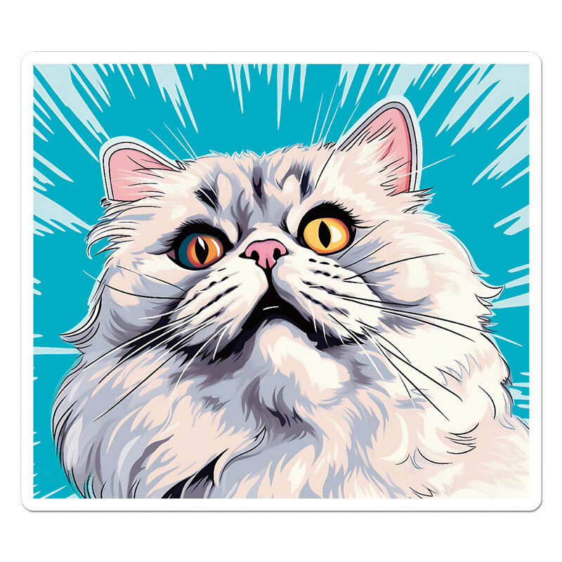 Popart Persian Cat, Vinyl Decal Sticker, Indoor Outdoor, 3 Sizes, #11853
