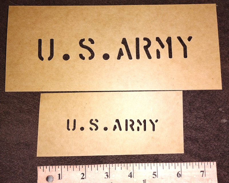 U.S.ARMY – Original 1″ + 1/2″ letters MARSH US Military Oil board Stencil paper