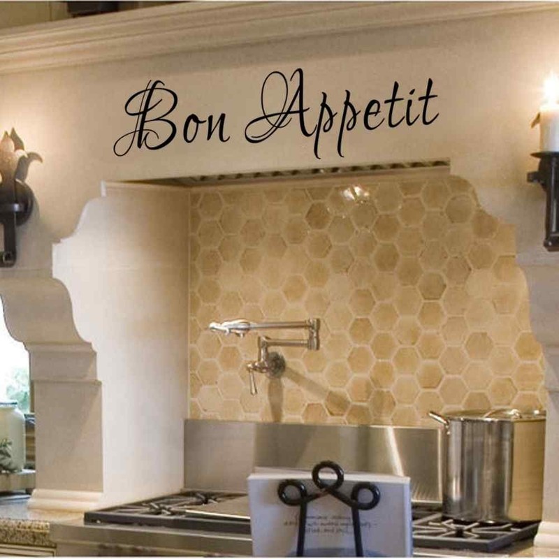 Bon Appetit Italian Vinyl Wall Decal for Dining Room Kitchen(Black,6″ h x22 w)