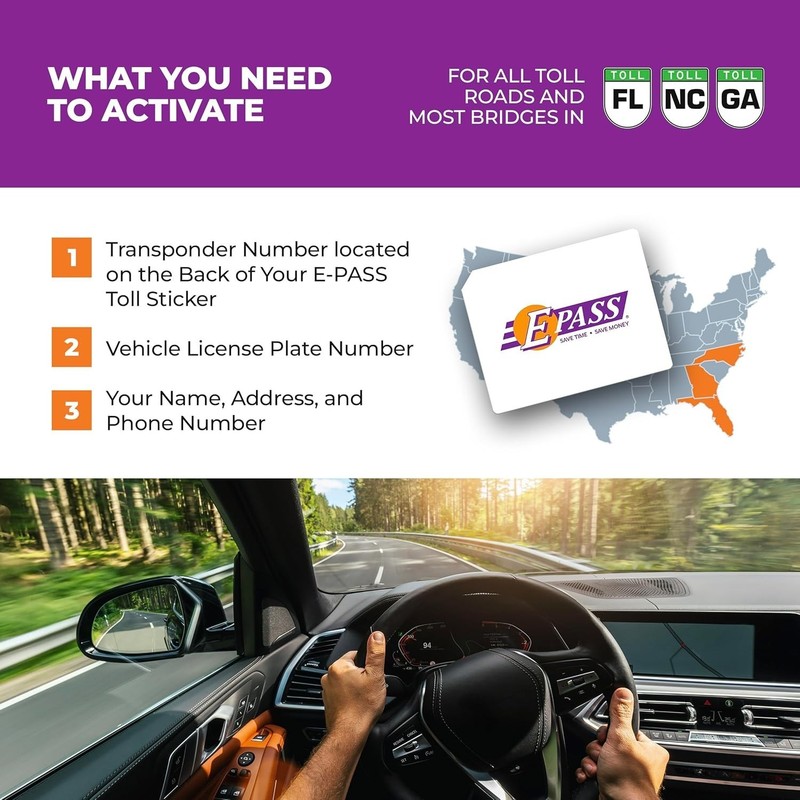 Electronic Toll Pass for Florida, Georgia, North Carolina - Easy Installation gallery