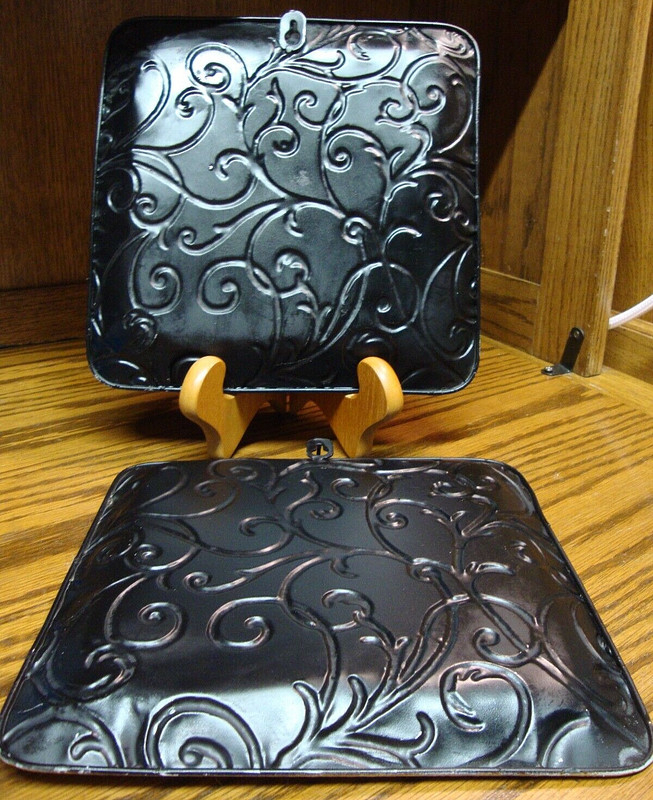 Metal Plates 2) Caramel Scrolled Wall Art Modern Style 9.7"x9.7" Home Decor 782 gallery