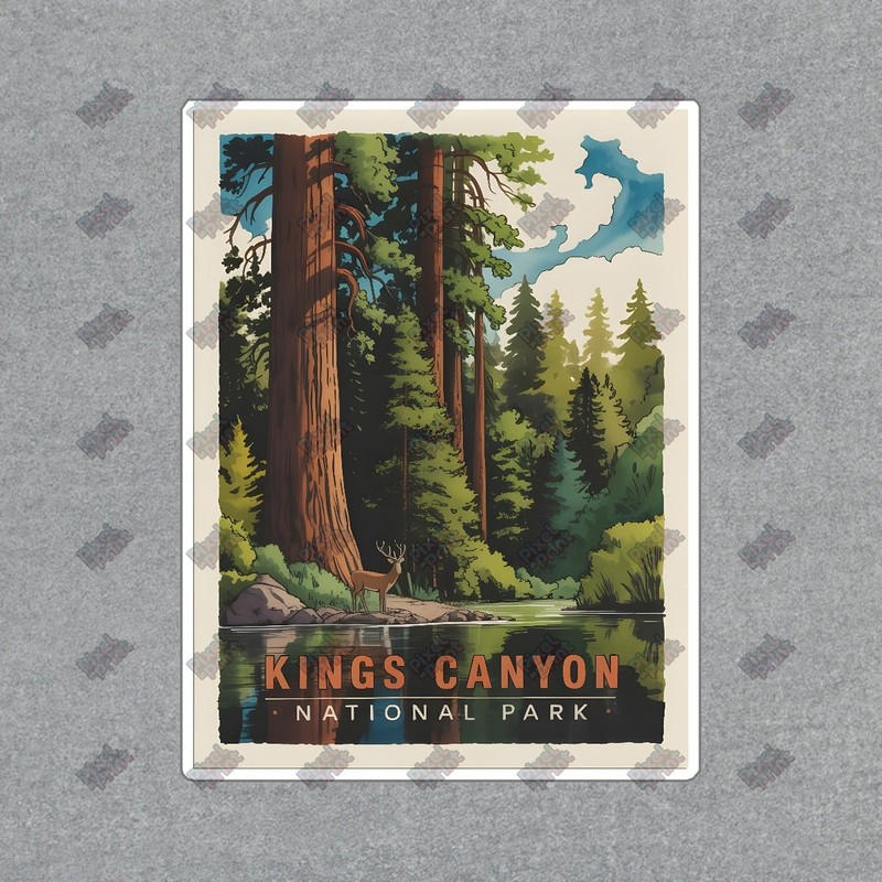 Vintage Kings Canyon National Park Art Print Scenic Redwood Landscape #8468