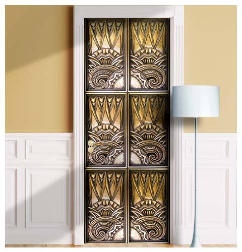 Bronze Art Nuevo Entrance Door Mural, Peel’n’Stick, Sticker, Cover, Decal
