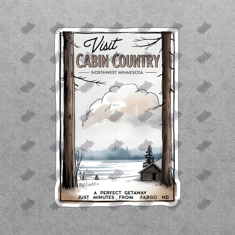 Vintage Cabin Country Travel Poster Northwest Minnesota Getaway #8337