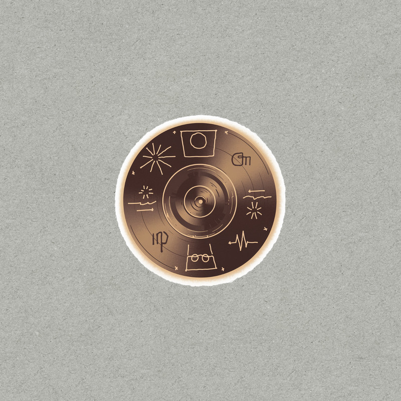 Vintage Vinyl Record Turntable DJ Decor Sticker, Gold on Black Design #4827