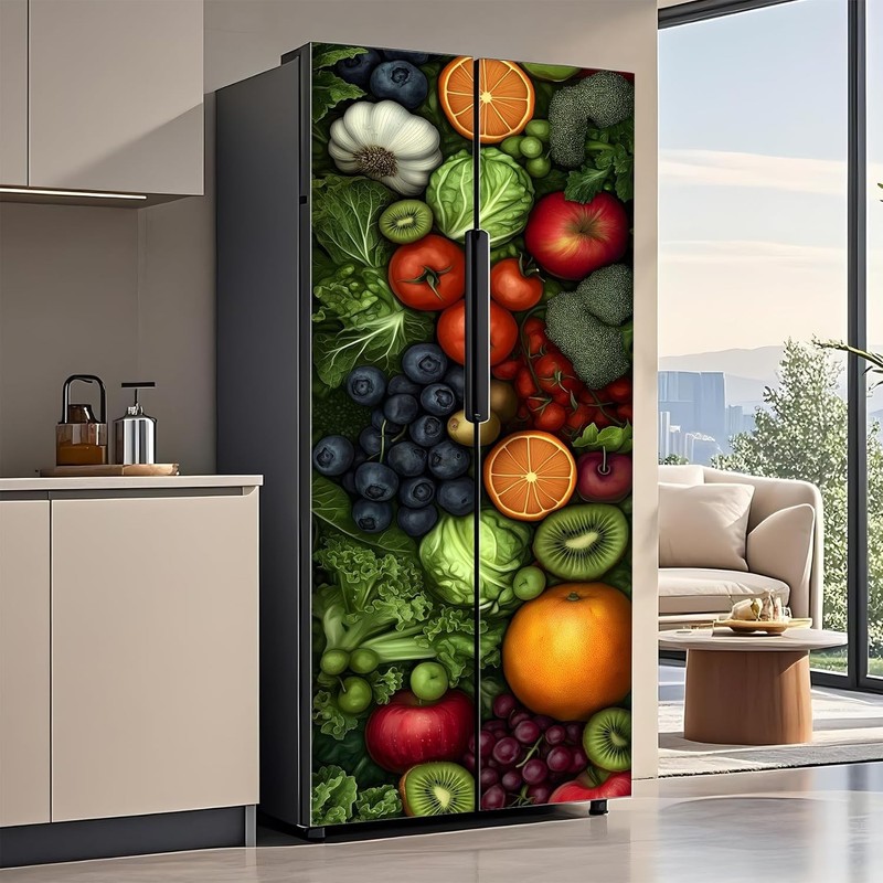 Self-Adhesive Refrigerator Wrap Set - Removable Vinyl Fridge Stickers, Peel &... gallery