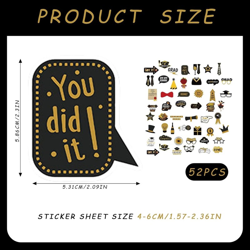 52 Pcs Graduation Stickers, Graduation Cap Sticker Class of 2026, DIY Graduation gallery