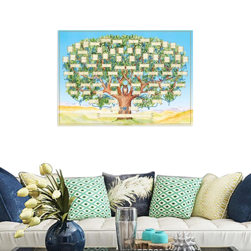 Family Tree Diagram Genealogy Blank Fillable Chart Wall Hanging Decor Poster gallery