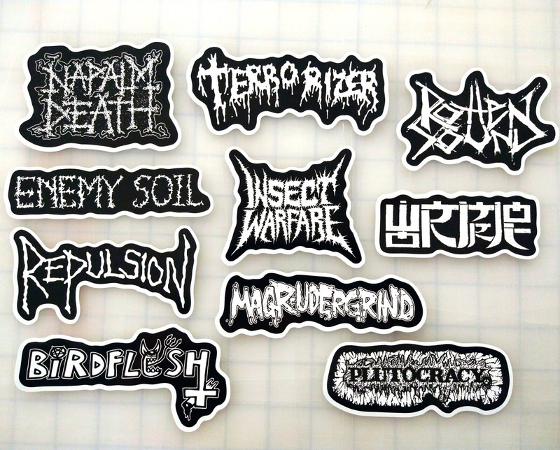 Grindcore Vinyl Sticker Lot (10 Stickers) SET 1 grind mince gore death metal