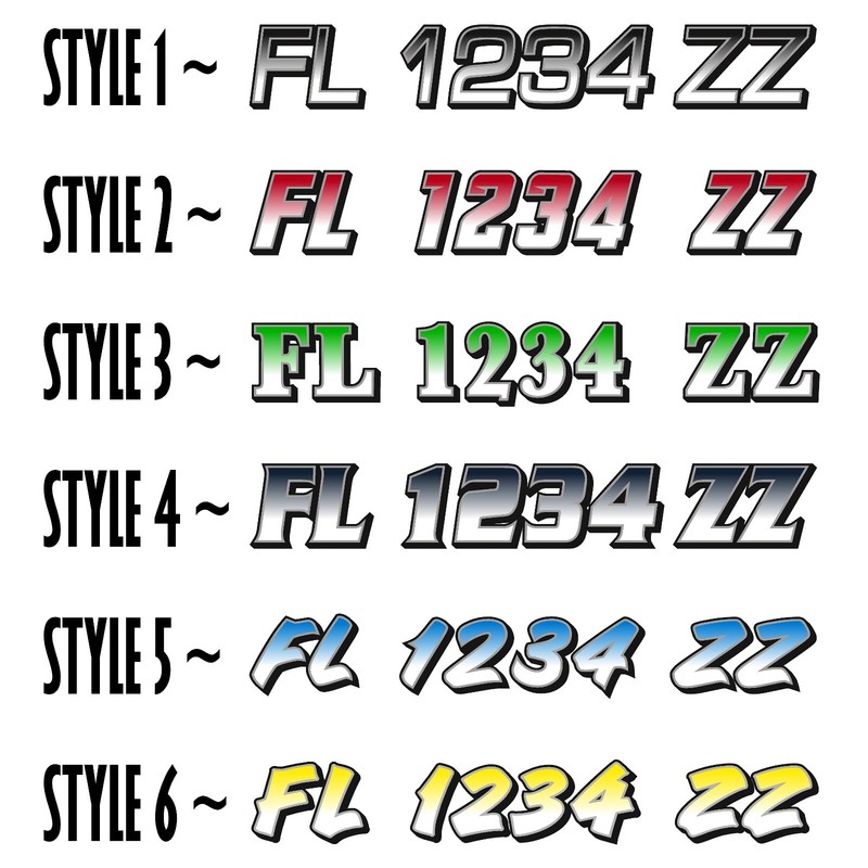 Boat Registration Numbers & Letters 2 Pack Custom 3" Boat & Jetski Stickers X2GR gallery