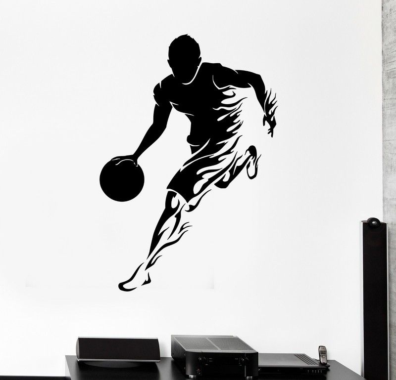 Wall Decal Basketball Player Sports Game Fire Vinyl Sticker (ed1746)